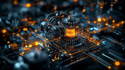 Leinwandbilder - Innovative strategy optimization system visualized through interlinked technology in a futuristic environment