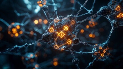 Leinwandbilder - Visualizing ai-driven data systems as glowing nodes digital landscape conceptual art sci-fi environment high-tech perspective
