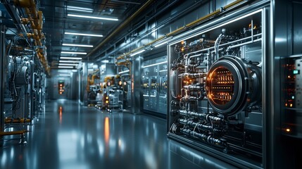 Aufkleber - Advanced digital process visualization industrial facility technology futuristic environment wide angle innovative design