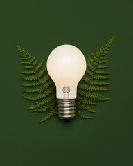 Aufkleber - Bioluminescent Design Innovative Eco-Bulb with Verdant Fern Aesthetic - Sustainable Lighting Solutions for Modern Green Energy Markets and Eco-Conscious Living Spaces