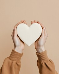 Aufkleber - Contemporary Warm Tone Heart Symbol in Hands Inclusive Art for Emotional Well-being Campaign - Promoting Community Care and Support in Marketing and Creative Industries