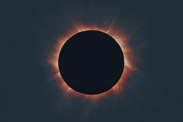 Wall Mural - A black and orange sun with a red circle in the center. The sun is surrounded by a dark blue sky