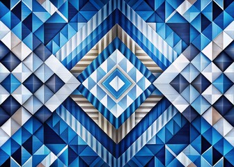 Aufkleber - Abstract Blue White Geometric Art Background, Diagonal Stripes & Triangles, Modern Business Design