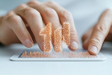 Aufkleber - Contemporary Digital Collaboration Close-Up of Hands Typing on Tablet Displaying Informative Infographic - Streamlined E-Learning Solutions for Modern Workplaces