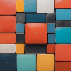 Poster - Retro-Inspired Geometric Design Multicolor Ceramic Tiles in Modern Decor - Vibrant Home Interiors and Creative Branding Solutions