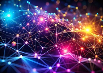 Poster - Abstract Digital Connection: Low-Light 3D Network Plexus Background