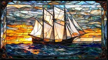 ヴィンテージ帆船のステンドグラス 無料画像 - Public Domain Pictures