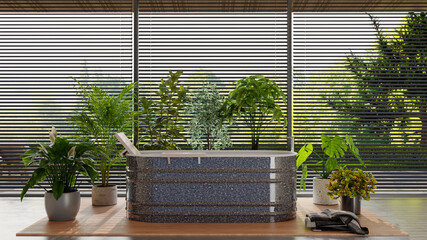 Sticker - Modern bright bathroom interiors 3D rendering illustration