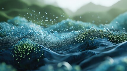 Aufkleber - 3D illustration of water molecules blending technology and nature, highlighting global water resource management