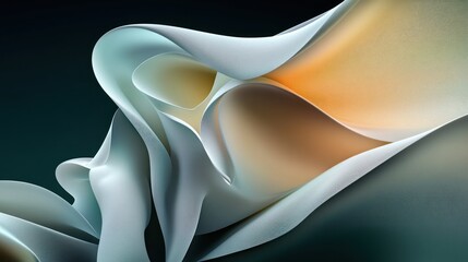 Wall Mural - Abstract Fluid Forms Teal Orange Hues Soft Light Background