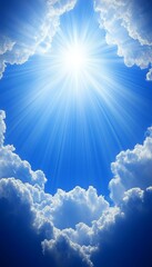 Poster - Sun Rays Through Clouds, Divine Light, Heavenly Scene. Religion Background. Power And Hope Concept.