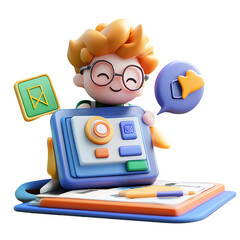 Poster - App based learning 3d cartoon style illustration