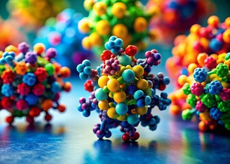 Aufkleber - Abstract Protein Molecules: Tilt-Shift Miniature Protein Structures