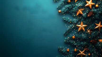 Wall Mural - creative christmas and new year background. imitation of a decorated christmas tree lying on deep bl