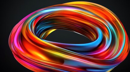 Wall Mural - Vibrant Colorful Abstract Torus Swirling Glossy Design