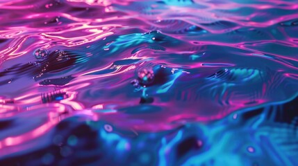 Canvas Print - A water surface with a purple hue and a few bubbles. The water appears to be calm and peaceful