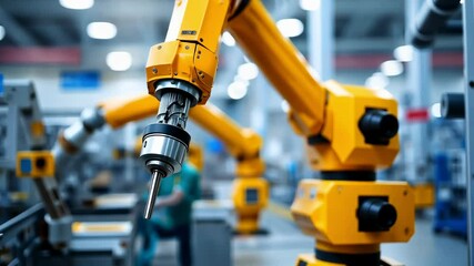 Poster - Robotic Arm Operating Precision Tool in Modern Industrial Manufacturing Setting