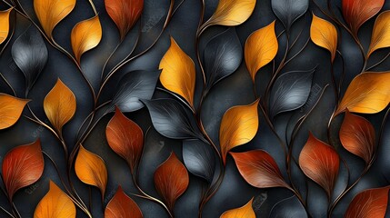 Poster - Mesmerizing Abstract 3D Leaves Pattern with Soft Shadows and Delicate Highlights   A Seamless Modern Futuristic Design Background for Luxury Nature and Digital Branding