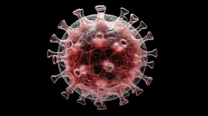 Poster - Virus visualization on a globe, with lines connecting affected areas globally