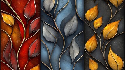Poster - Stylish abstract seamless decorative pattern featuring luxurious 3D leaves with a contemporary design and textured background  Elegant digital artwork with organic natural elements and a aesthetic