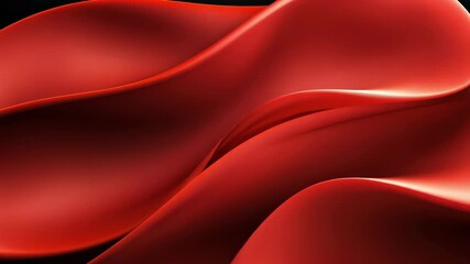 Poster - Flowing Red Silk Fabric on Black Background for Elegant Fashion Displays