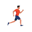 © Zajac Software Ltd. - Flat vector illustration of a man running in athletic wear, isolated on white background