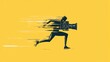 © loxia stock image - Silhouette of a running photographer with a camera.
