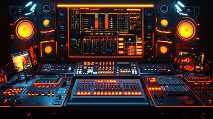 Poster - Futuristic Setup with LED Lighting and Equipment Design