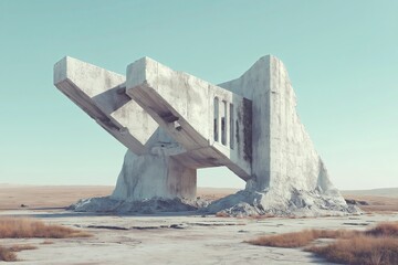 Poster - Bold, fragmented structures in surreal landscapes
