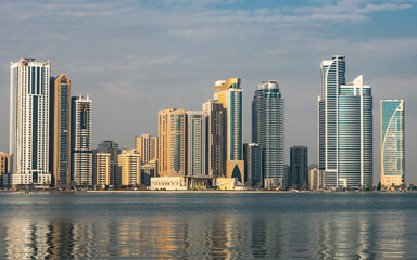 City skyline of Sharjah city in United Arab Emirates