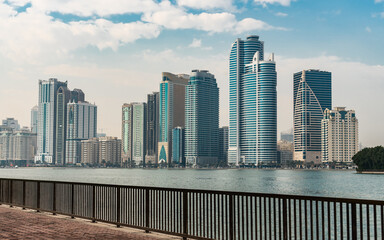 Wall Mural - Skyscrapers of Sharjah city in United Arab Emirates