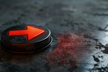 Poster - Red glowing arrow pointing to the right is displayed on a metallic button, suggesting the right direction
