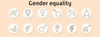 © Кирилл Макаров - Gender equality set icon. Male and female, female symbol, male symbol, transgender, equality line, combined arrows, equality, inclusive, gender symbol, person with gender mark, community, identity