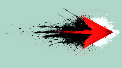 Aufkleber - A dynamic red arrow with a splatter effect on a mint green background, symbolizing direction and movement
