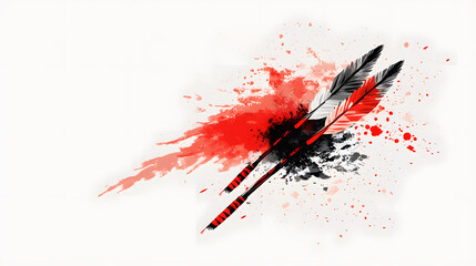 Aufkleber - A dynamic artwork featuring two arrows with splashes of red and black paint, symbolizing strength and impact