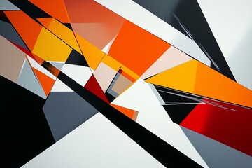Poster - A composition featuring sharp angles, overlapping shapes, and contrasting colors.