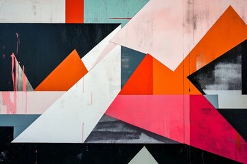 Poster - A composition featuring sharp angles, overlapping shapes, and contrasting colors.