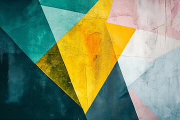 Poster - A composition featuring sharp angles, overlapping shapes, and contrasting colors