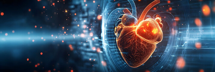 Poster - Futuristic cardiac imaging visualizing CT MRI scans used diagnosing structural heart diseases with precision in Cardiology
