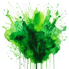 Wall Mural - green paint  splashes isolated on white