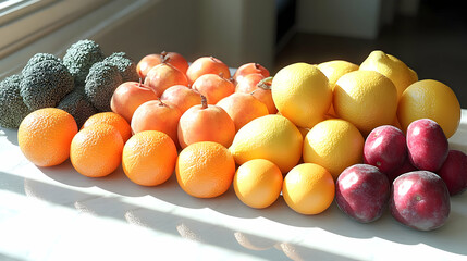 Sticker - Sunlit Still Life of Assorted Colorful Fruits