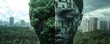 © Aryan - Two halves of a face depicting a thriving forest and a concrete jungle