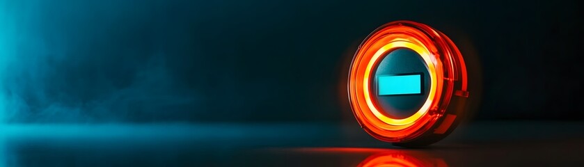 Poster - A captivating image of a glowing circular interface, highlighted in vibrant orange and blue hues, suggesting a blend of modern technology and creativity.