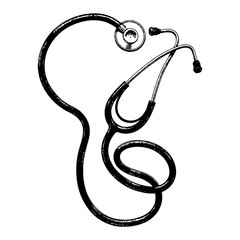 Wall Mural - stethoscope medical equipment detailed black and white outline line art drawing isolated