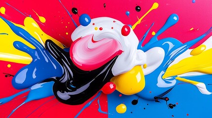 Poster - Abstract Colorful Paint Splashes and Dynamic Composition