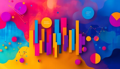 Poster - Colorful abstract design featuring various shapes and patterns. A vibrant mix of colors creates a lively visual experience suitable for creative projects and backgrounds.