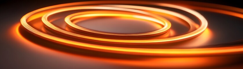 Poster - This abstract image features mesmerizing glowing lines in warm orange tones, creating a sense of motion and energy. Perfect for background designs and creative projects.