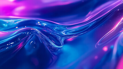 Poster - Dynamic abstract artwork of floating blue and purple bubbles, playful and energetic atmosphere