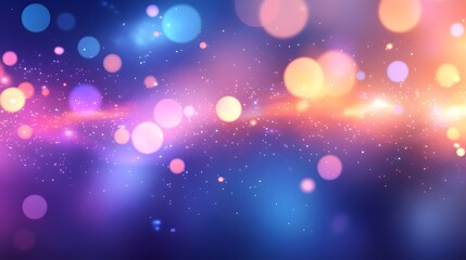 Poster - Abstract Purple Pink Blue Bokeh Lights Sparkle Background Festive Elegant Design Digital Art Soft Glowing Magical Shiny Bright Twinkling Illumination           