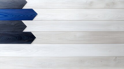Poster - Abstract Wooden Background with Blue and Gray Chevron Arrows